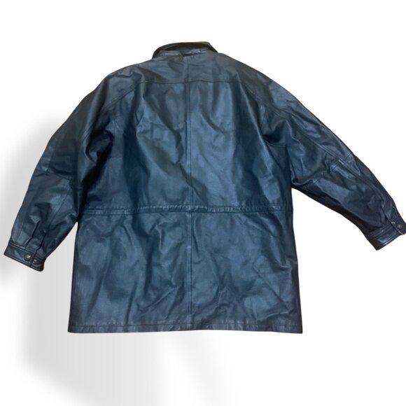 Beverly Hills Coat Factory XXXXLBlack Leather Jacket Multiple Pockets Snap Cuffs - Picture 3 of 9